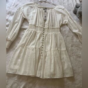 Alice and Olivia Elegant White Smocked Dress